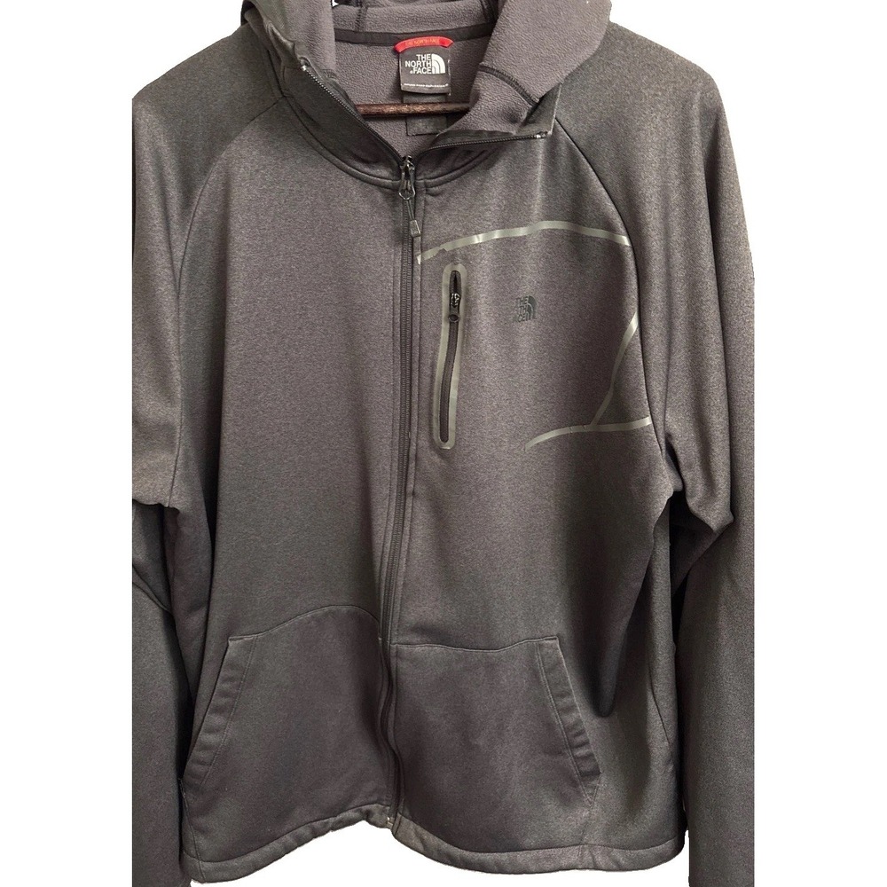 The North Face Mens XXL Full Zip Fleece Hoodie Charcoal Gray Heather Jacket